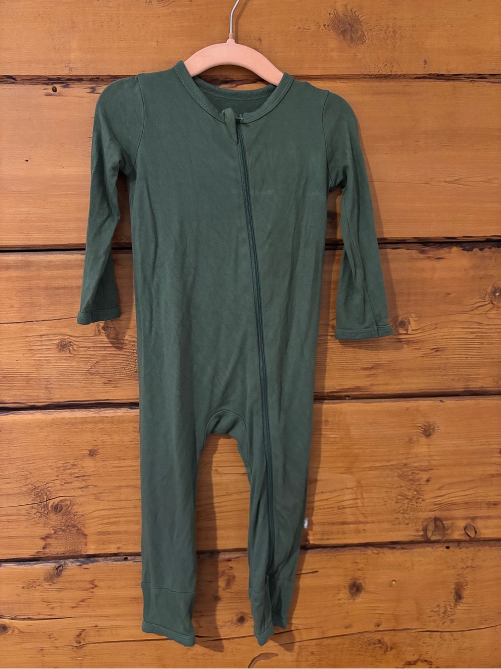 Kyte BABY Olive Green Long-Sleeve Zip Footie